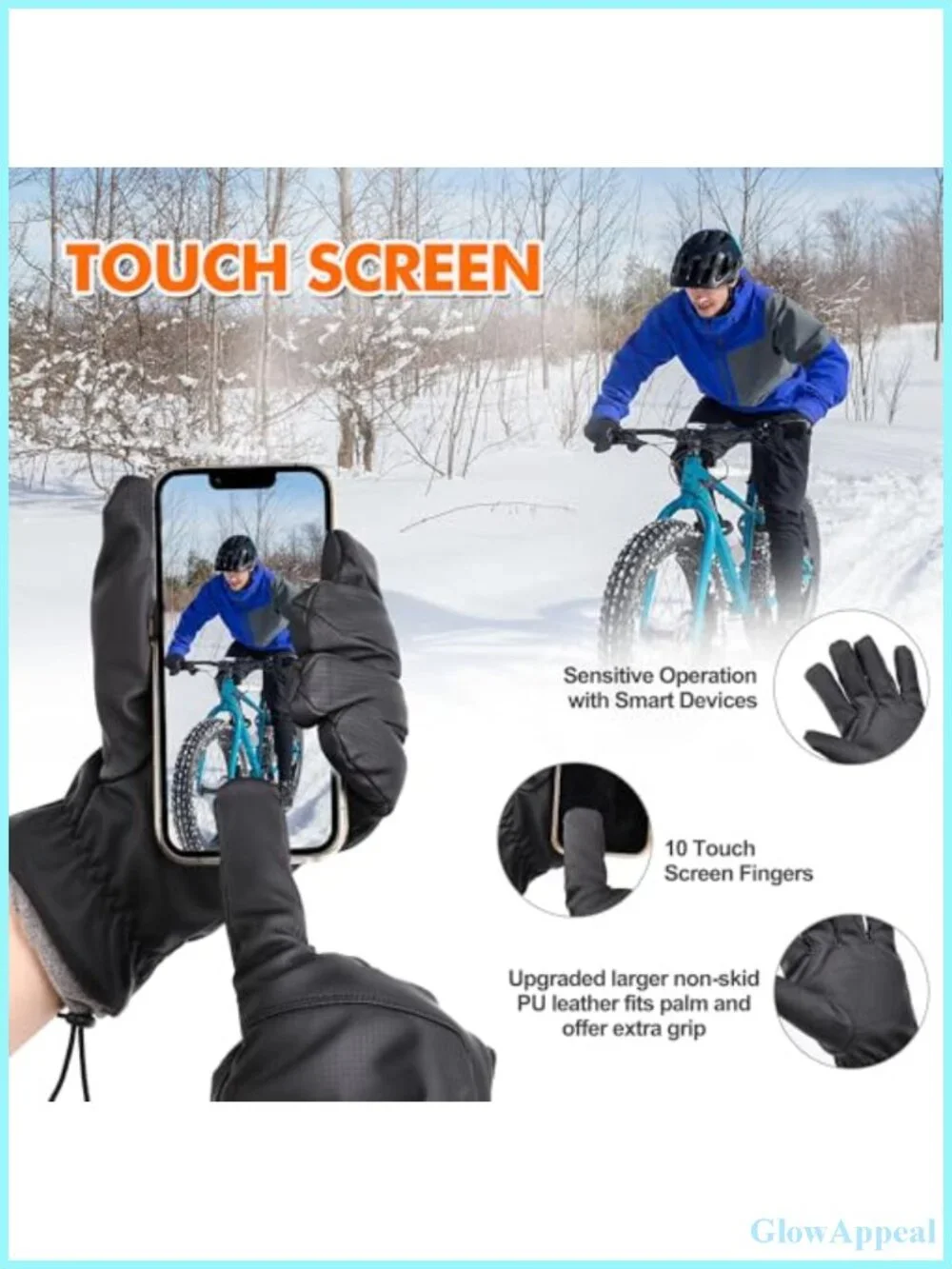 Waterproof Thermal Winter Gloves Touchscreen for Running Cycling Skiing